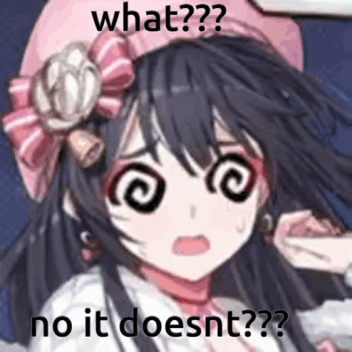 A Girl With A Pink Hat And A Flower In Her Hair Is Making A Funny Face And Says `` What ? '' GIF
