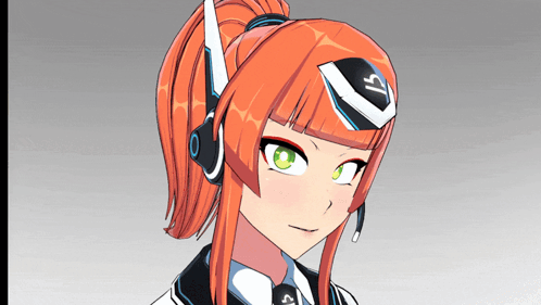 A Girl With A Ponytail And Headphones Has The Letter S On Her Head GIF