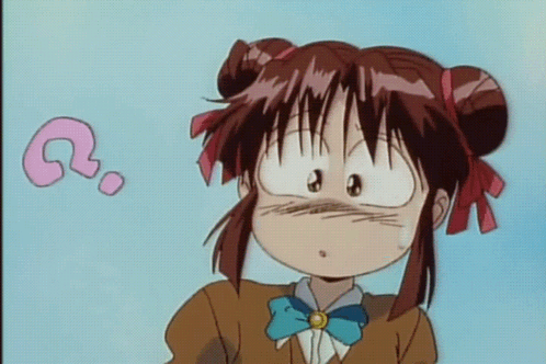 A Girl With A Question Mark Above Her Head Looks Confused GIF