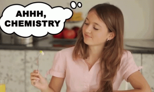 A Girl With A Thought Bubble That Reads Ahhh Chemistry GIF