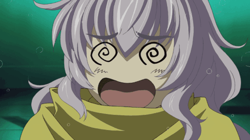 A Girl With A Yellow Scarf Around Her Neck Has A Swirl On Her Eyes GIF
