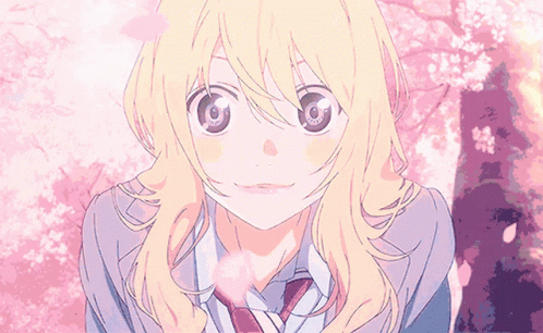 A Girl With Blonde Hair And A Purple Background GIF