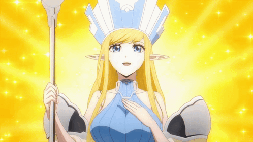 A Girl With Blonde Hair And A White Hat Is Holding A White Wand GIF