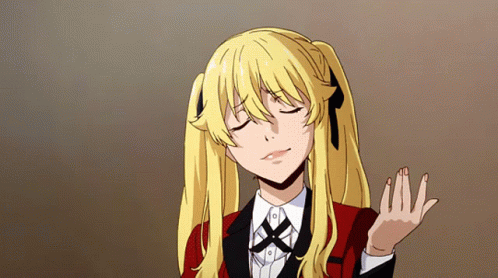 A Girl With Blonde Hair And Pigtails Is Wearing A Red Jacket And White Shirt GIF