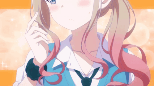 A Girl With Blonde Hair And Pink Highlights Is Wearing A Tie GIF