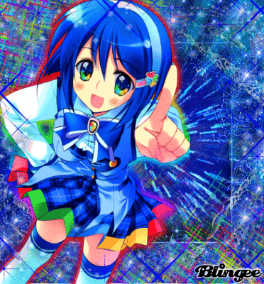 A Girl With Blue Hair Is Giving The Thumbs Up Sign GIF
