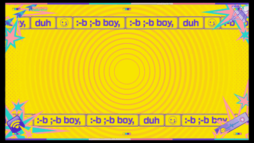A Girl With Blue Hair Is Standing In Front Of A Yellow Background That Says ' Boy Duh ' GIF