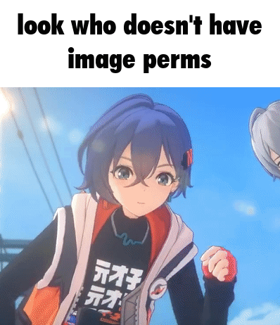 A Girl With Blue Hair Is Wearing A Black Shirt That Says `` Look Who Does N't Have Image Perms '' GIF