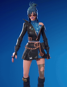 A Girl With Blue Hair Is Wearing Sunglasses And A Black Jacket GIF
