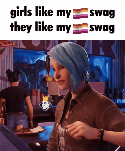 A Girl With Blue Hair Says Girls Like My Swag They Like My Swag In A Video Game GIF
