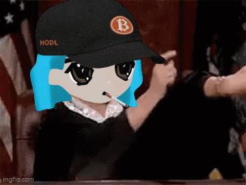 Girl With Blue Hair And Hodl Hat GIF
