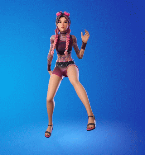 A Girl With Braids And Tattoos Is Dancing In A Video Game GIF