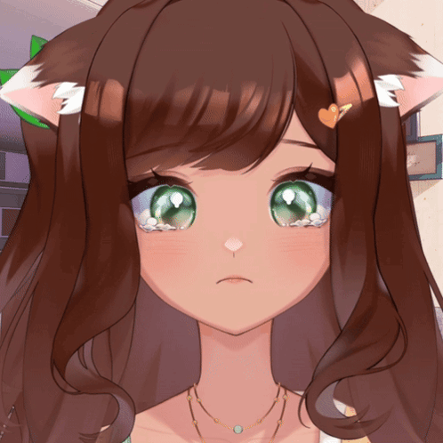 A Girl With Brown Hair And Green Eyes Has A Heart On Her Hair Clip GIF
