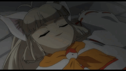 A Girl With Cat Ears And A Bow Tie Is Smiling GIF
