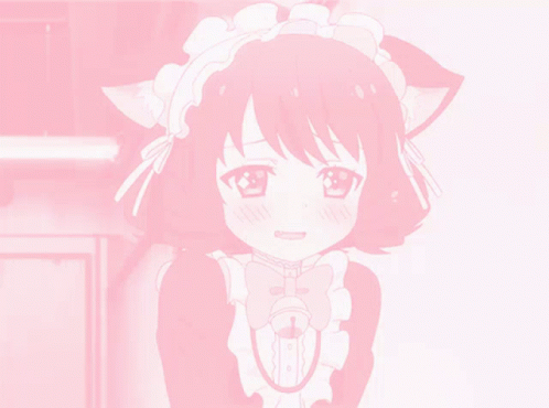 A Girl With Cat Ears And A Bow Tie Is Wearing A Maid Outfit GIF