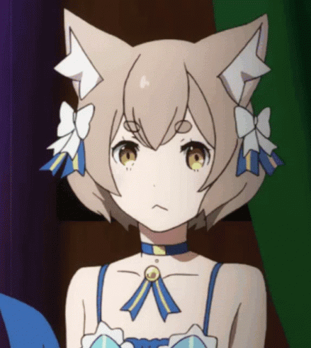 A Girl With Cat Ears And Bows On Her Head GIF