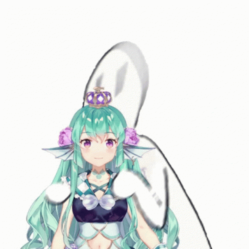 A Girl With Green Hair And A Crown On Her Head GIF