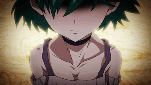 A Girl With Green Hair Is Wearing A Choker GIF