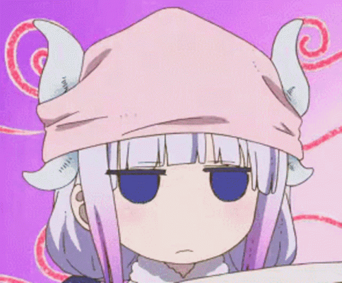 A Girl With Horns And A Pink Hat Is Making A Funny Face GIF