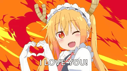 A Girl With Horns Is Making A Heart Shape With Her Hands And Says I Love You ! GIF