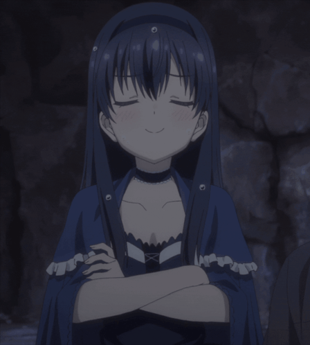 A Girl With Long Black Hair And A Choker On Her Neck GIF