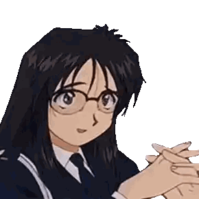 a girl with long black hair and glasses is wearing a suit and tie .