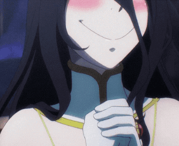 A Girl With Long Black Hair And White Gloves Smiles GIF