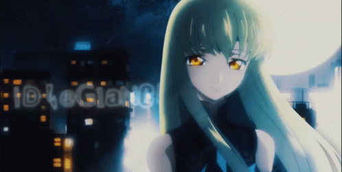 A Girl With Long Blonde Hair Is Standing In Front Of A Sign That Says Id-Legianc GIF