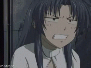 A Girl With Long Blue Hair Is Making A Funny Face In A Cartoon GIF