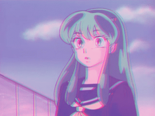 A Girl With Long Green Hair Is Wearing A Sailor Uniform GIF