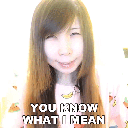 A Girl With Long Hair Is Making A Funny Face And Says " You Know What I Mean " GIF