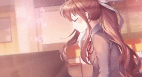 A Girl With Long Hair Is Sitting At A Piano In A Room . GIF