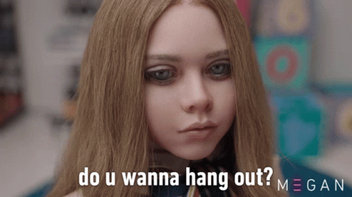 A Girl With Long Hair Says Do U Wanna Hang Out Megan GIF