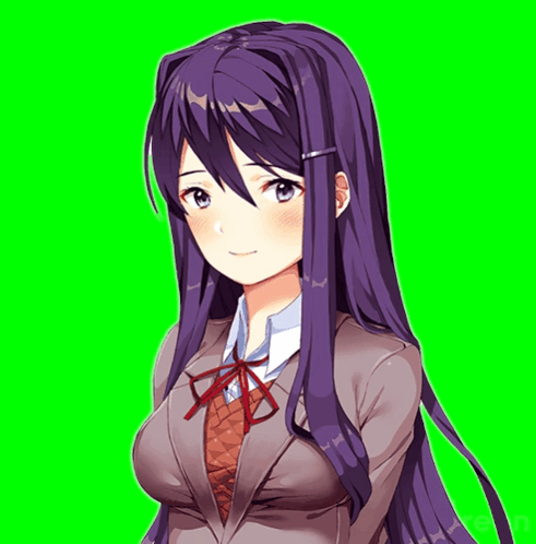 A Girl With Long Purple Hair Is Wearing A School Uniform GIF