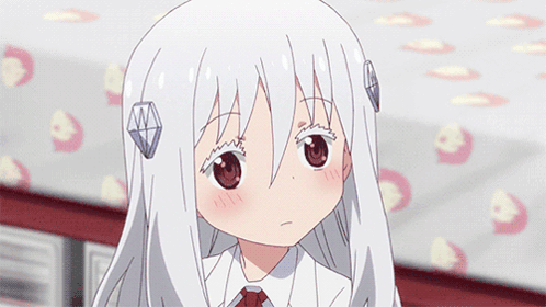 A Girl With Long White Hair And A Diamond In Her Hair GIF