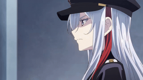A Girl With Long White Hair Wearing A Hat GIF