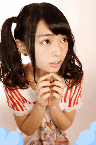 A Girl With Pigtails And A Red And White Striped Shirt Has Her Hands Folded In Front Of Her Face GIF