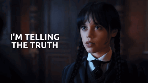A Girl With Pigtails Says " I 'M Telling The Truth " In A Dark Room GIF