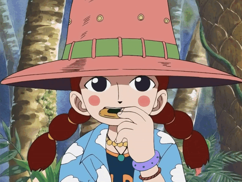 A Girl With Pigtails Wearing A Pink Hat And A Blue Shirt With The Letter R On It GIF
