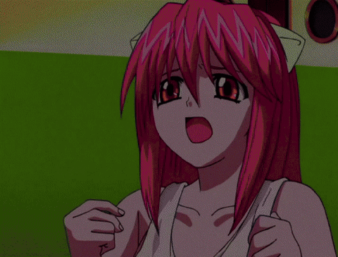 A Girl With Pink Hair And A White Tank Top Is Screaming GIF