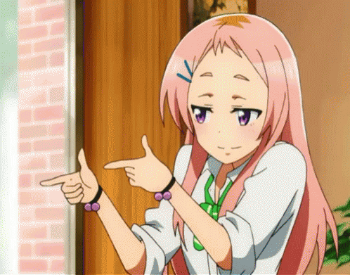 A Girl With Pink Hair And Purple Eyes Is Giving A Thumbs Up GIF