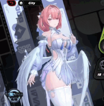 A Girl With Pink Hair And White Wings In A Video Game GIF