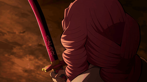 A Girl With Pink Hair And Yellow Eyes Looks To The Side GIF