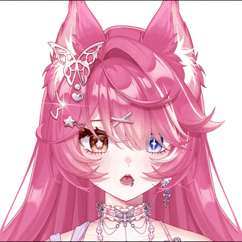 A Girl With Pink Hair Has A Butterfly On Her Hair GIF