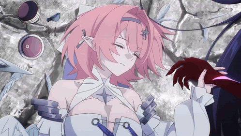 A Girl With Pink Hair Has A Star On Her Forehead GIF