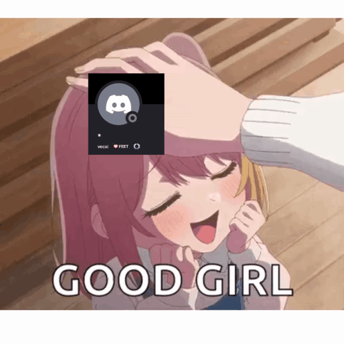 A Girl With Pink Hair Is Being Patted On The Forehead By A Person With A Discord Icon On It GIF