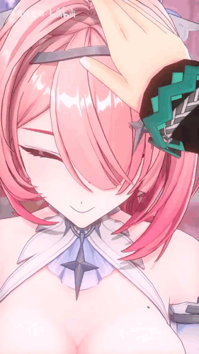 A Girl With Pink Hair Is Getting Her Hair Cut By A Person GIF