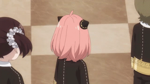 A Girl With Pink Hair Is Wearing A Black Outfit GIF