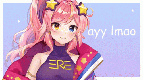 A Girl With Pink Hair Is Wearing A Shirt That Says Ere On It GIF