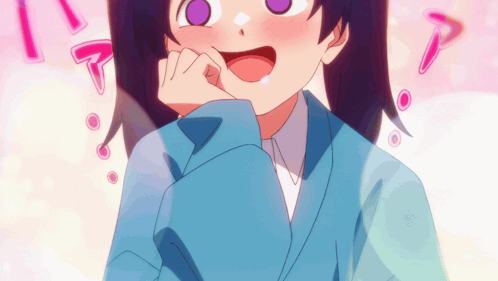 A Girl With Purple Eyes And A Blue Jacket Has A Surprised Look On Her Face GIF
